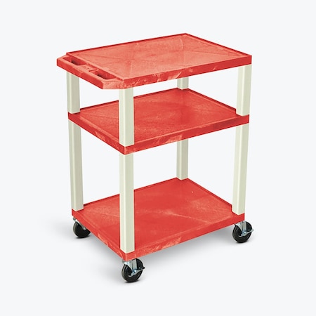 Luxor Tuffy Utility Cart - Three Shelves - Red WT34R